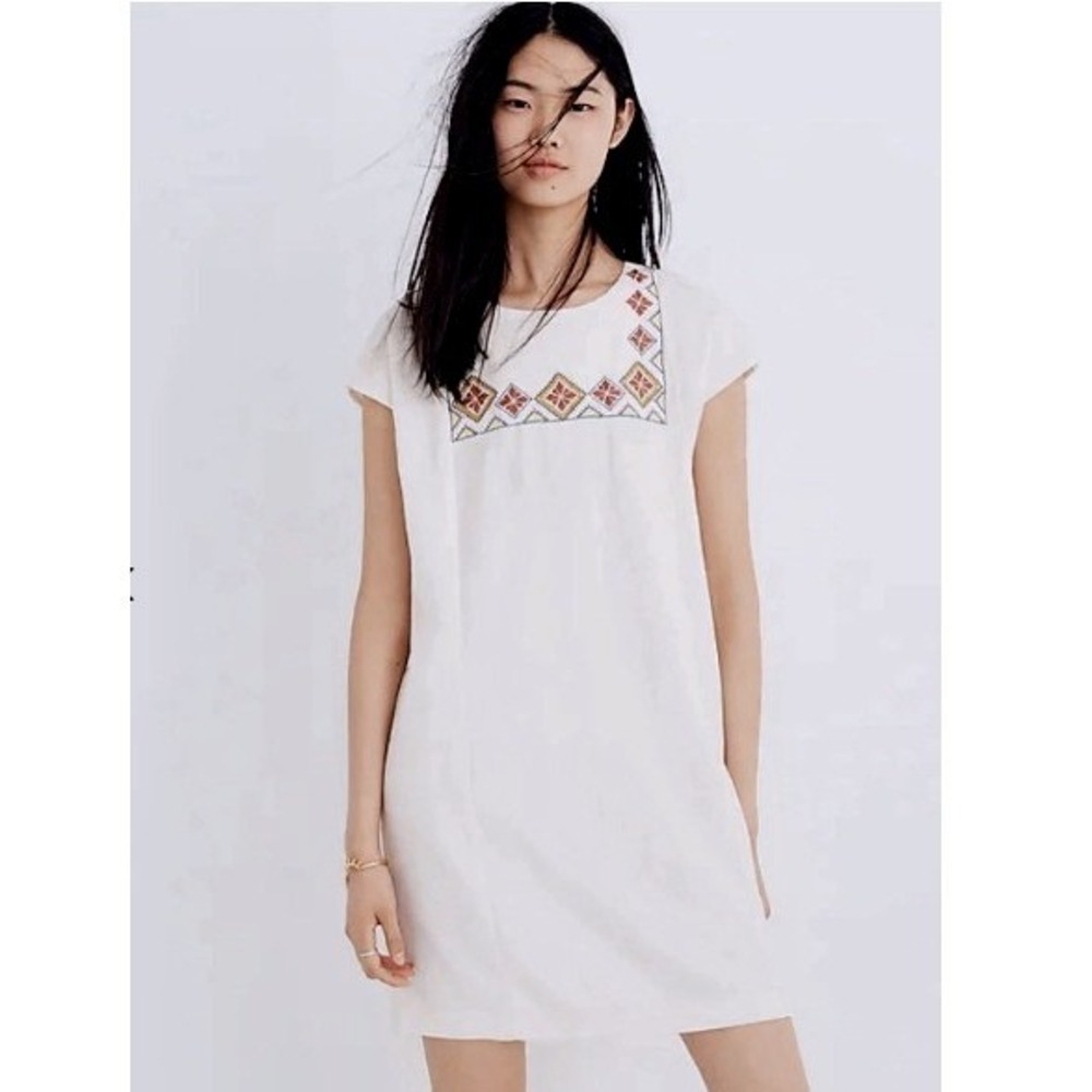 Madewell Embroidered Pinon Dress Vintage Lace Off White  Size XS Item J2277